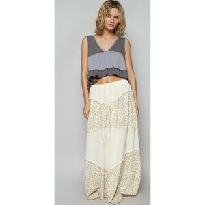 POL‎ Flowy Wide Leg Palazzo Pants Women's Floral Summer Pants Boho Size L NEW
